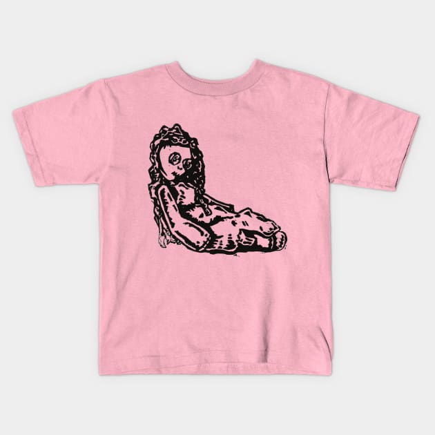 Creepy Doll Kids T-Shirt by Reel Fun Studios